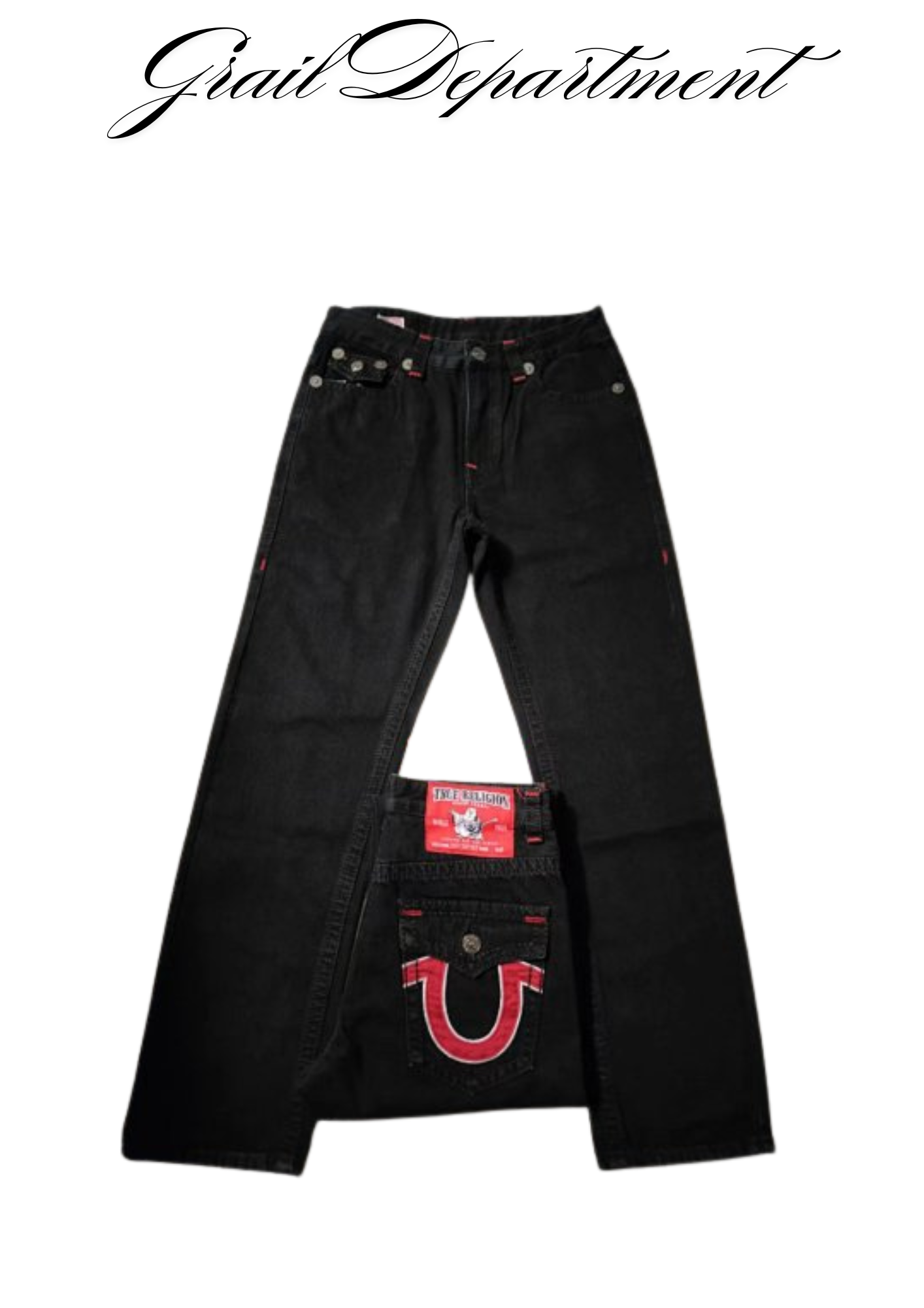 'TR' BOOTCUT JEANS (Black & Red) ⊹