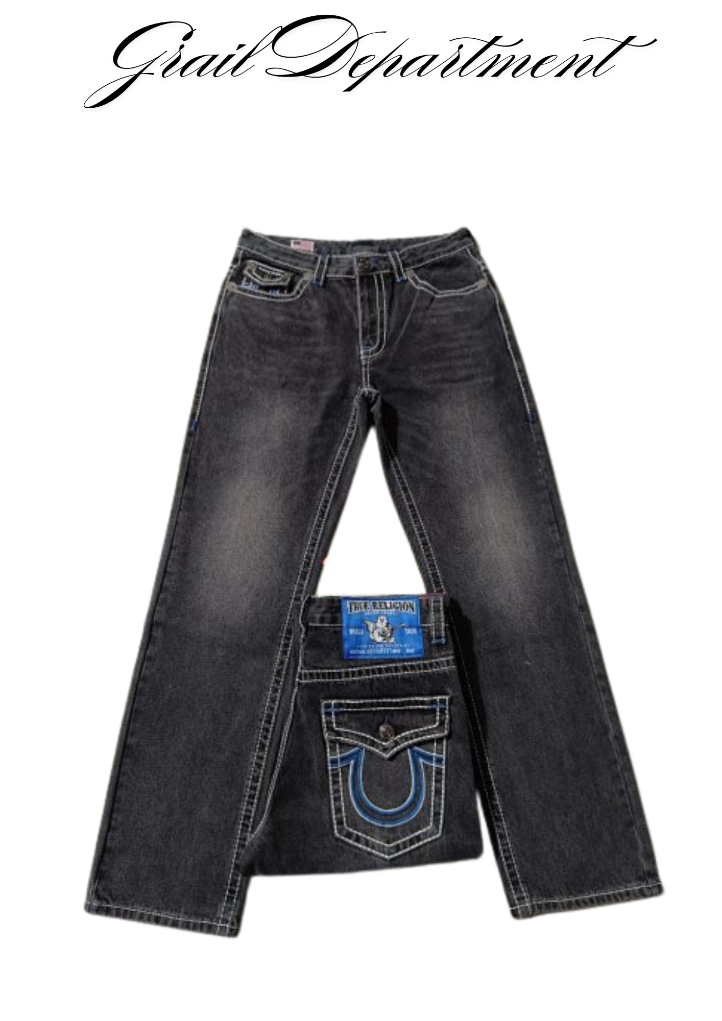 'TR' BOOTCUT JEANS (Dark Gray & Blue) ⊹